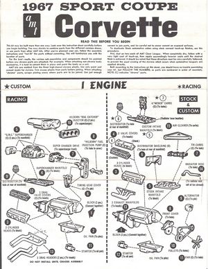 1967 Chevrolet Corvette Sport Coupe AMT Model Kit Instructions