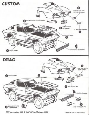 1967 Chevrolet Corvette Sport Coupe AMT Model Kit Instructions