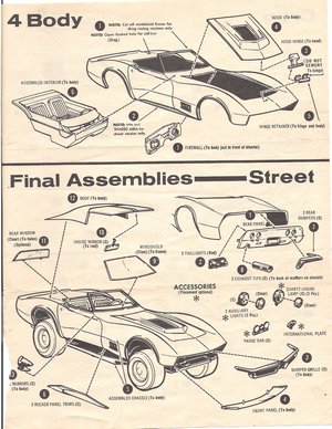Chevrolet Corvette ACcelerator Street 'N' Strip 'Vette AMT Model Kit Instructions