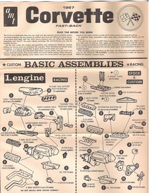 1967 Chevrolet Corvette Fast-Back AMT Model Kit Instructions