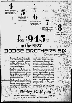 1929 Dodge Shirley G. Myers Ad