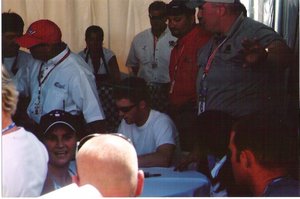 Dale Earnhardt Jr. 2002 Tropicana 400 signing autographs