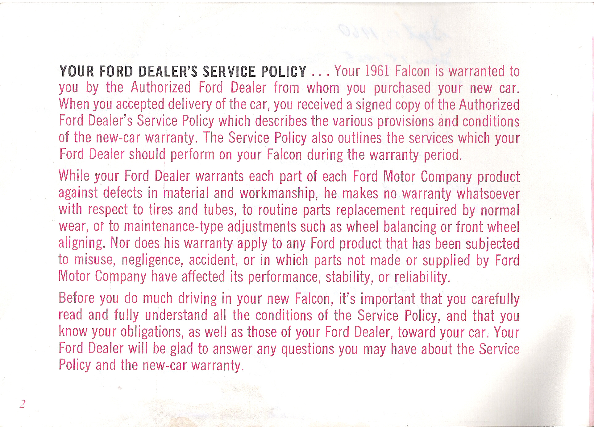 1961 Ford falcon owners manual #5