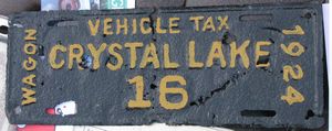 1924 Crystal Lake Wagon Vehicle Tax Tag