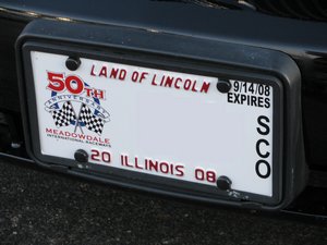 Meadowdale International Raceway 50th Anniversary Illinois License Plate