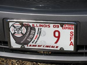 Illinois Schaumburg Fire Fighters Association 16th Annual Softball Event License Plate