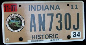 Indiana Historic Vehicle License Plate