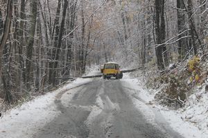 Jeep on Snowy Road