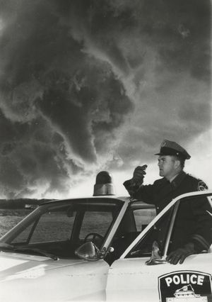 Police Car in Weather Warning Illustration