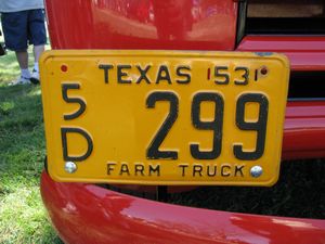 1953 Texas Farm Truck License Plate