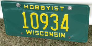 Wisconsin Hobbyist License Plate