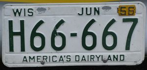 1956 Wisconsin License Plate
