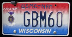 Wisconsin Purple Heart License Plate