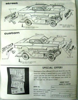 MPC '1969 Chevy SS 427 Impala Model Kit Instructions