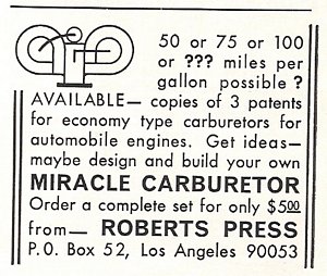 Carburetor Patent Advertisement