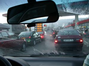 Road Scene In Car POV