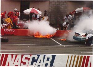 1988 Sterling Marlin Car at the 1988 Champion 400 Pit Fire