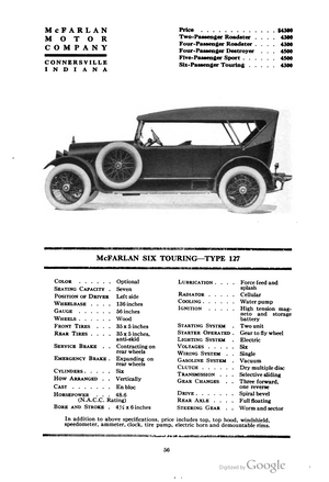 McFarlan Six Touring Type 127