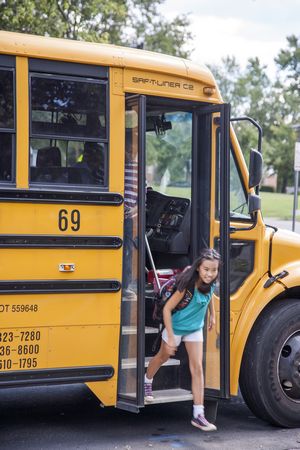 Kids Getting Off School Bus