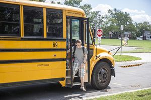 Kids Getting Off School Bus