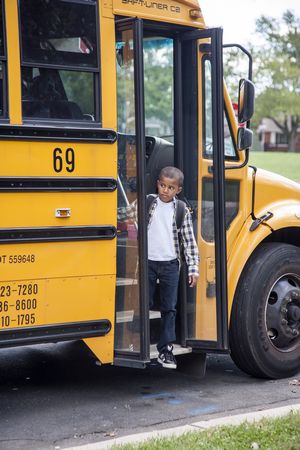 Kids Getting Off School Bus