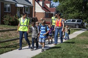 Kids Walking with Crossing Guards