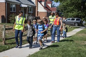 Kids Walking with Crossing Guards