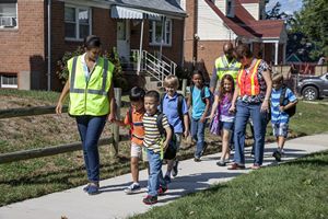 Kids Walking with Crossing Guards