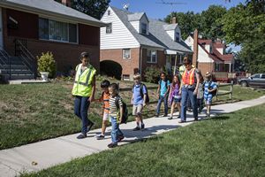 Kids Walking with Crossing Guards