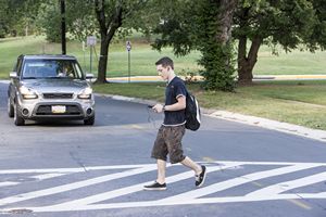 Student Crossing the Street