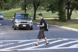 Student Crossing the Street