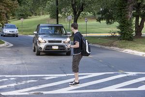Student Crossing the Street