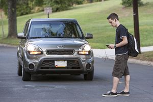 Student Crossing the Street