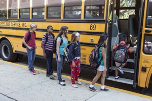 Children Boarding School Bus