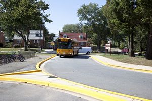 School Bus Approaching School