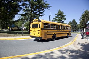 School Bus Approaching School
