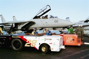 U.S.S. Theodore Roosevelt NASCAR-Themed Aircraft Towing Tractors