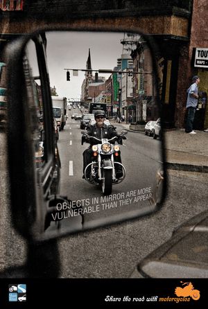Share the Road With Motorcycles Mirror Poster